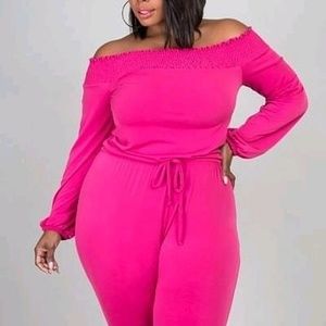 Off shoulder plus size romper